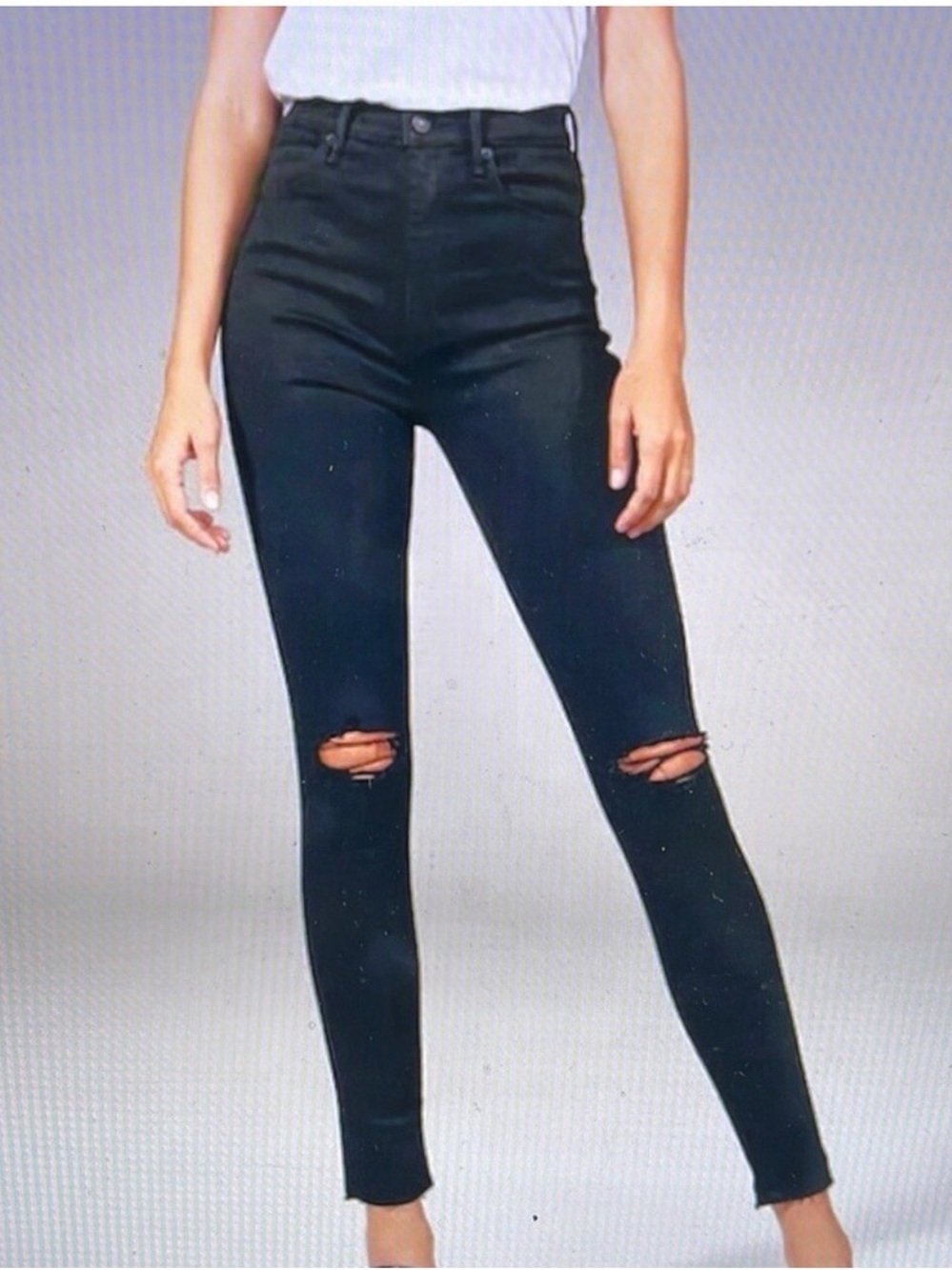 Abercrombie & Fitch Black Ultra-High-Rise Ripped Skinny Jeans